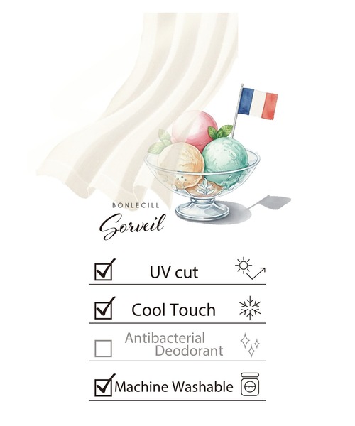 BONLECILL(ボンルシール)の「【UVカット率97%】ライトシアーギャザー 涼しげ オーバーフーディーシャツパーカー【纏うUVケア - ソルヴェール】(シャツ/ブラウス・レディース・ブラウン/ピンク/ネイビー系1/ベージュ/ブルー系1/ブラック/ライトブルー/オフホワイト/チャコールグレー/ライトイエロー・FREE)」の19枚目の写真