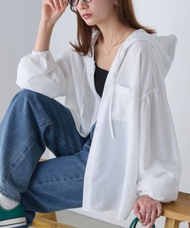 BONLECILL（ボンルシール）の「【UVカット率97%】ライトシアーギャザー 涼しげ オーバーフーディーシャツパーカー【纏うUVケア - ソルヴェール】（シャツ/ブラウス）」
