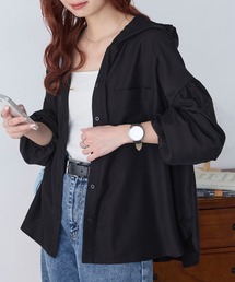 BONLECILL（ボンルシール）の「【UVカット率97%】ライトシアーギャザー 涼しげ オーバーフーディーシャツパーカー【纏うUVケア - ソルヴェール】（シャツ/ブラウス）」