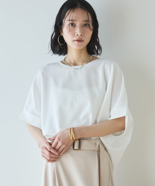 Doux archives（ドゥアルシーヴ）の「ＵＶ加工・吸水速乾ドルマンプルオーバー（Tシャツ/カットソー・レディース・サックスブルー/グレイッシュベージュ/チャコールグレー/オフホワイト・FREE）」の16枚目の写真