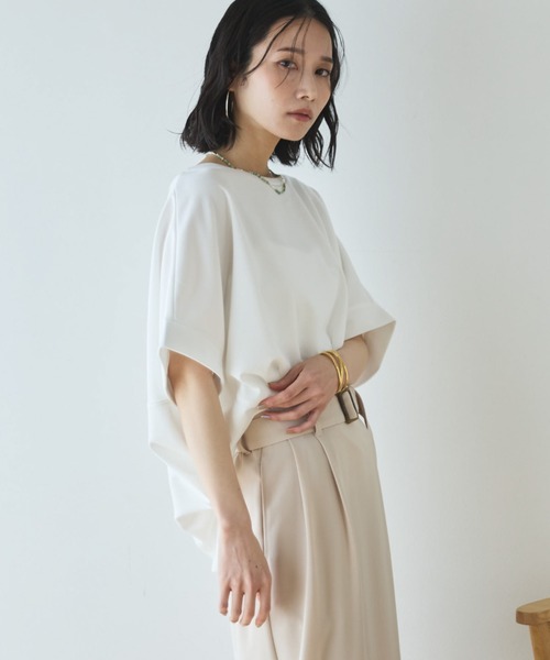 Doux archives（ドゥアルシーヴ）の「ＵＶ加工・吸水速乾ドルマンプルオーバー（Tシャツ/カットソー・レディース・サックスブルー/グレイッシュベージュ/チャコールグレー/オフホワイト・FREE）」の21枚目の写真