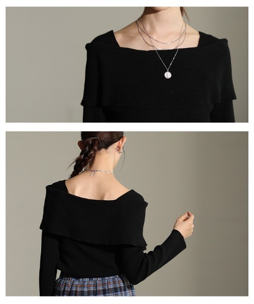 Sawa a la mode（サワアラモード）の「リボンブローチ付きオフショル風ニットトップス（ニット/セーター・レディース・オフホワイト・FREE）」の5枚目の写真