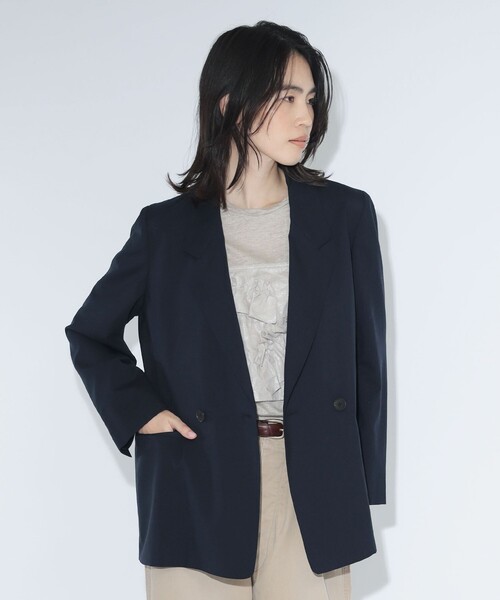 BEAMS BOY（ビームスボーイ）の「maturely / ティー ダブ ダブル ブレステッド ジャケット（テーラードジャケット・レディース・ネイビー/グレー・1/0）」の2枚目の写真