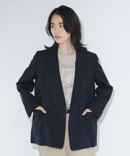 BEAMS BOY（ビームスボーイ）の「maturely / ティー ダブ ダブル ブレステッド ジャケット（テーラードジャケット・レディース・ネイビー/グレー・1/0）」の9枚目の写真
