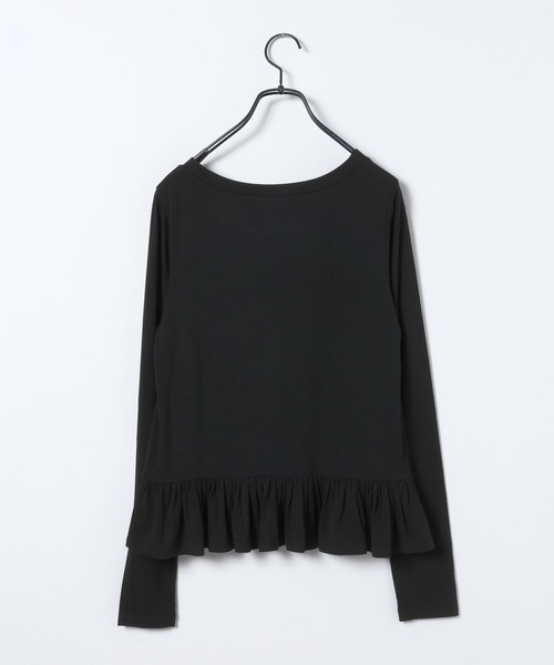 JEANASIS（ジーナシス）の「ヘムフリルLS TEE/643069（Tシャツ/カットソー・レディース・オフホワイト/ホワイト系その他/ブラック・FREE）」の4枚目の写真