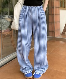 ギンガムチェック」に該当するパンツ（ワイド・ルーズ）ファッション