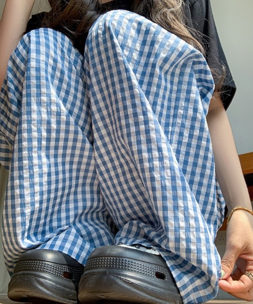yuue' ( wear )(ユーイ)の「ギンガムチェック柄タックワイドパンツ(その他パンツ・レディース・ピンク/ブラック/ブルー・FREE)」の15枚目の写真