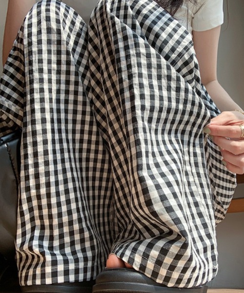 yuue' ( wear )(ユーイ)の「ギンガムチェック柄タックワイドパンツ(その他パンツ・レディース・ピンク/ブラック/ブルー・FREE)」の13枚目の写真