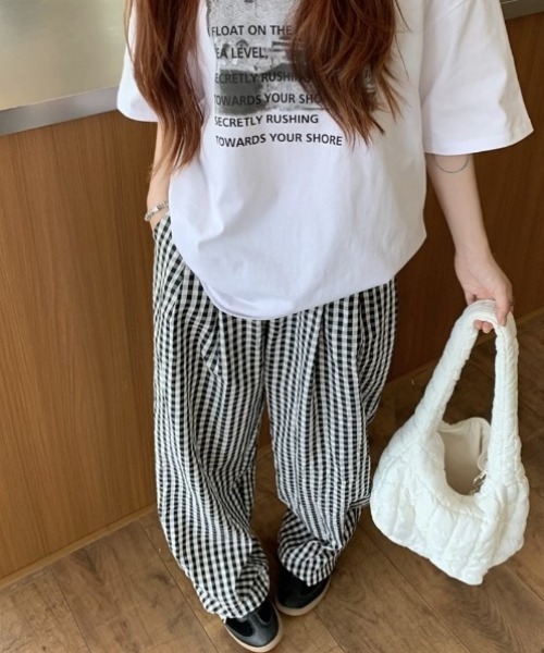 yuue' ( wear )(ユーイ)の「ギンガムチェック柄タックワイドパンツ(その他パンツ・レディース・ピンク/ブラック/ブルー・FREE)」の7枚目の写真