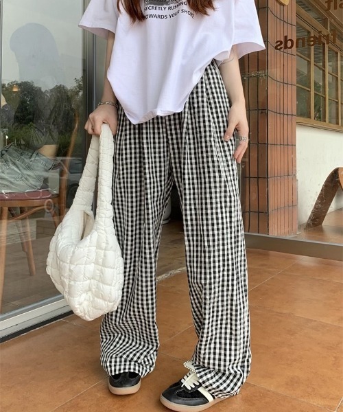 yuue' ( wear )(ユーイ)の「ギンガムチェック柄タックワイドパンツ(その他パンツ・レディース・ピンク/ブラック/ブルー・FREE)」の8枚目の写真