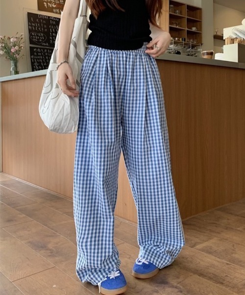 yuue' ( wear )(ユーイ)の「ギンガムチェック柄タックワイドパンツ(その他パンツ・レディース・ピンク/ブラック/ブルー・FREE)」の18枚目の写真