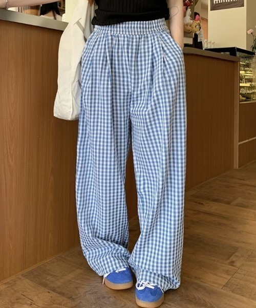 yuue' ( wear )(ユーイ)の「ギンガムチェック柄タックワイドパンツ(その他パンツ・レディース・ピンク/ブラック/ブルー・FREE)」の20枚目の写真