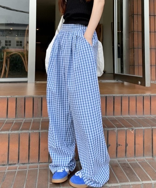 yuue' ( wear )(ユーイ)の「ギンガムチェック柄タックワイドパンツ(その他パンツ・レディース・ピンク/ブラック/ブルー・FREE)」の21枚目の写真