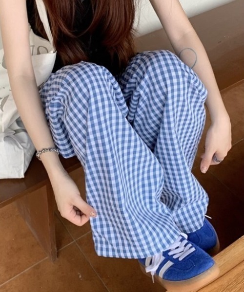 yuue' ( wear )(ユーイ)の「ギンガムチェック柄タックワイドパンツ(その他パンツ・レディース・ピンク/ブラック/ブルー・FREE)」の22枚目の写真