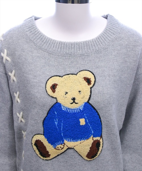 clear（クリア）の「ベアワッペンニットトップス[アニマル柄 ガーリー]≪新作≫（ニット/セーター・レディース・アイボリー/杢グレー・F）」の17枚目の写真