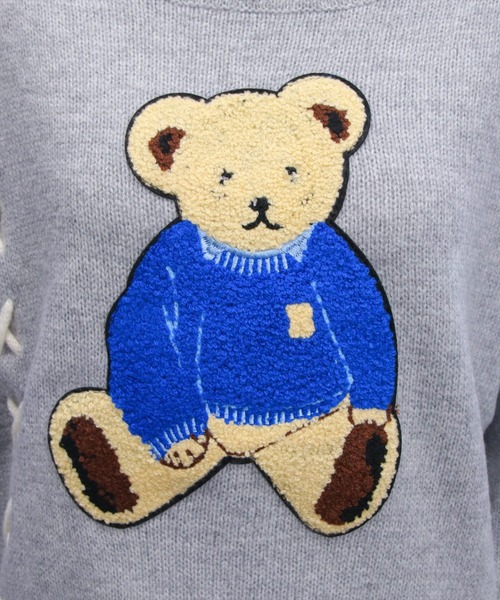 clear（クリア）の「ベアワッペンニットトップス[アニマル柄 ガーリー]≪新作≫（ニット/セーター・レディース・アイボリー/杢グレー・F）」の12枚目の写真