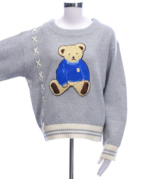 clear（クリア）の「ベアワッペンニットトップス[アニマル柄 ガーリー]≪新作≫（ニット/セーター・レディース・アイボリー/杢グレー・F）」の20枚目の写真
