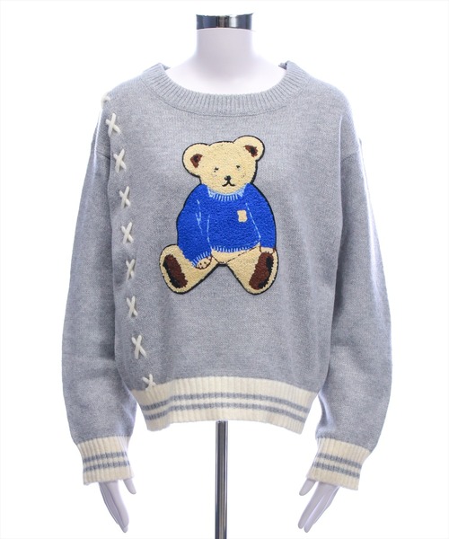 clear（クリア）の「ベアワッペンニットトップス[アニマル柄 ガーリー]≪新作≫（ニット/セーター・レディース・アイボリー/杢グレー・F）」の21枚目の写真