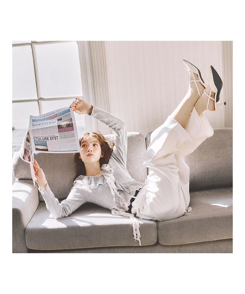 LILY BROWN（リリーブラウン）の「ボリュームフリルニットトップス（ニット/セーター・レディース・オフホワイト/グレー/ターコイズブルー・F）」の19枚目の写真