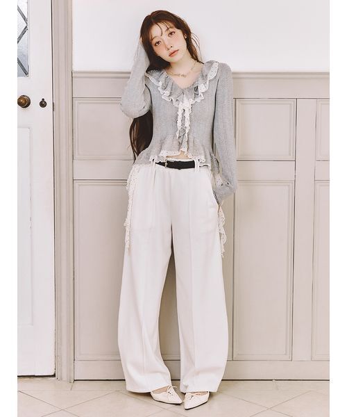 LILY BROWN（リリーブラウン）の「ボリュームフリルニットトップス（ニット/セーター・レディース・オフホワイト/グレー/ターコイズブルー・F）」の20枚目の写真