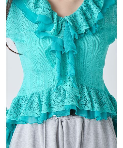 ボリュームフリルニットトップス（ニット/セーター）｜LILY BROWN