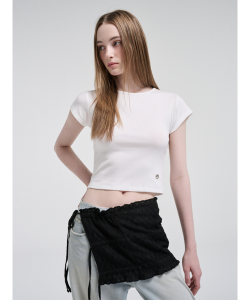 ETMON（エトモン）の「Cap Sleeve T-Shirt, White（Tシャツ/カットソー・レディース・その他・FREE）」の4枚目の写真