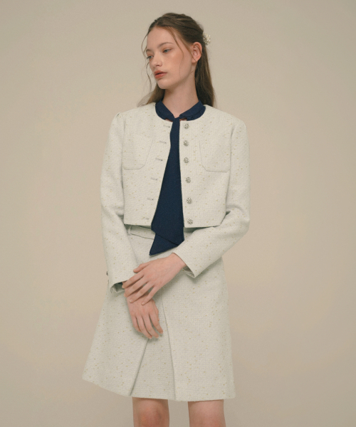 ICE GARDEN A.508（アイス ガーデン エイオーゴンパル）の「Crystal-Button Tweed Skirt_Vanilla Custard（スカート・レディース・その他・M/S）」の4枚目の写真