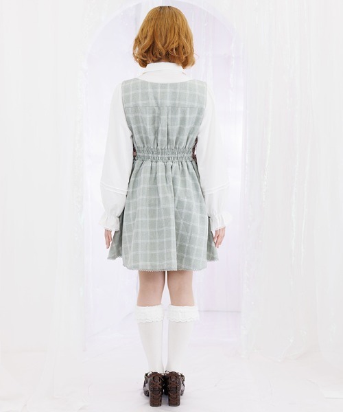 axes femme POETIQUE(アクシーズファムポエティック)の「リボン付センタージップジャンパースカート(ジャンパースカート・レディース・ブラック/ベージュ/ミント・MEDIUM)」の5枚目の写真
