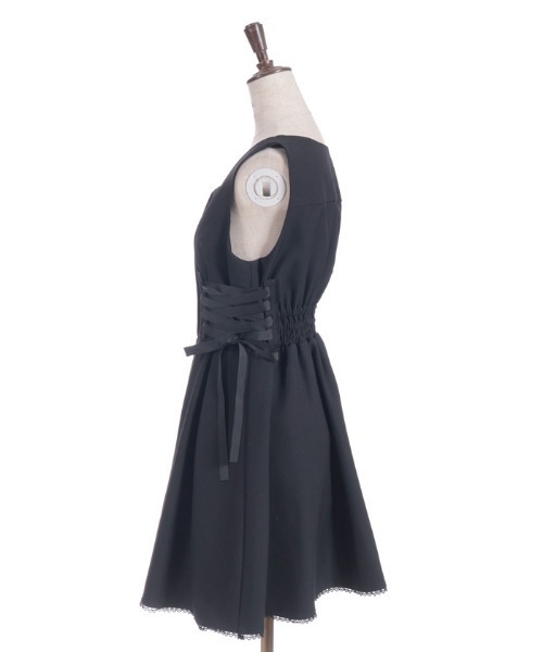 axes femme POETIQUE(アクシーズファムポエティック)の「リボン付センタージップジャンパースカート(ジャンパースカート・レディース・ブラック/ベージュ/ミント・MEDIUM)」の21枚目の写真