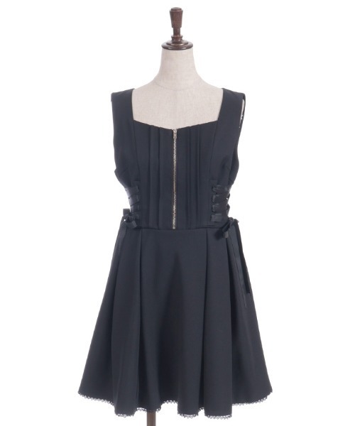 axes femme POETIQUE(アクシーズファムポエティック)の「リボン付センタージップジャンパースカート(ジャンパースカート・レディース・ブラック/ベージュ/ミント・MEDIUM)」の22枚目の写真