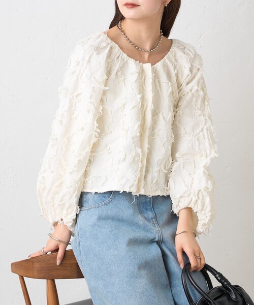mystic（ミスティック）の「【ZOZO限定/REVIVAL】26SSマルチWAYジャガードブラウス（シャツ/ブラウス・レディース・アイボリー/ブラック・FREE）」の5枚目の写真