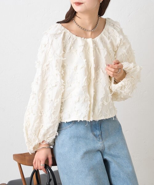 mystic（ミスティック）の「【ZOZO限定/REVIVAL】26SSマルチWAYジャガードブラウス（シャツ/ブラウス・レディース・アイボリー/ブラック・FREE）」の6枚目の写真