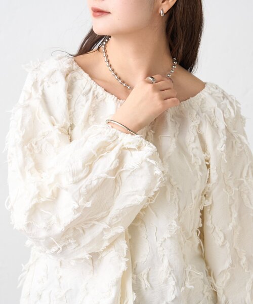 mystic（ミスティック）の「【ZOZO限定/REVIVAL】26SSマルチWAYジャガードブラウス（シャツ/ブラウス・レディース・アイボリー/ブラック・FREE）」の11枚目の写真