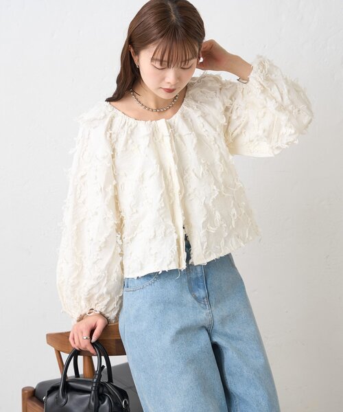 mystic（ミスティック）の「【ZOZO限定/REVIVAL】26SSマルチWAYジャガードブラウス（シャツ/ブラウス・レディース・アイボリー/ブラック・FREE）」の14枚目の写真