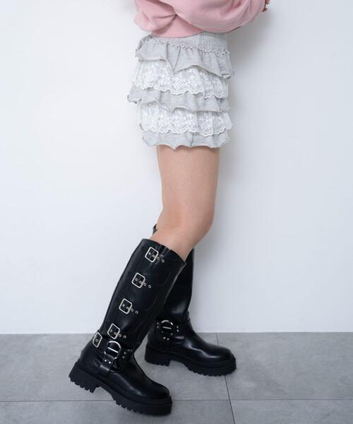 WEGO（ウィゴー）の「WEGO/【26年春夏新作】スウェットレースフリルマイクロショートパンツ（スウェットパンツ・レディース・杢グレー・FREE）」の7枚目の写真