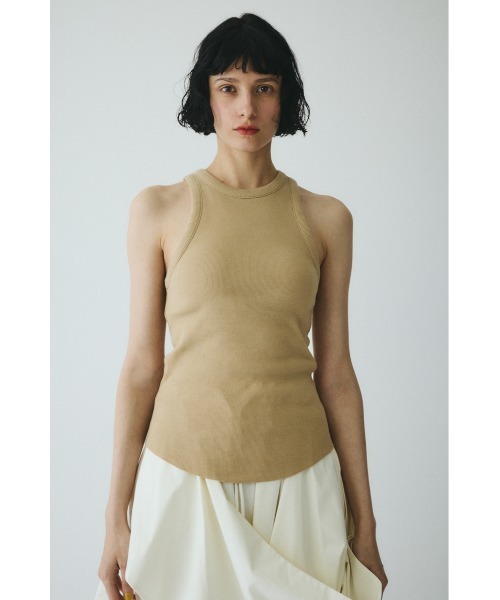 HeRIN.CYE（ヘリンドットサイ）の「Teleco tank top　　テレコタンクトップ（タンクトップ・レディース・ブラック/ベージュ/レッド/ライム/オフホワイト・FREE）」の4枚目の写真