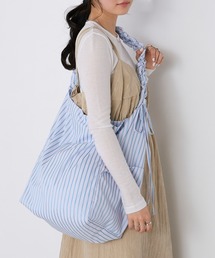 【forksy.】2way ギャザーストライプ ショルダー トートバッグ