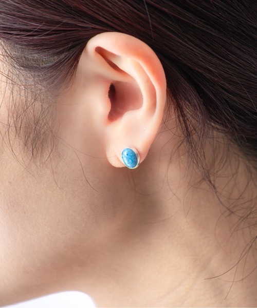 Harpo(アルポ)の「【HARPO】シルバーピアス ターコイズ 天然石(ピアス(両耳用)・レディース・ターコイズブルー/ブルー/ブラック・FREE)」の3枚目の写真