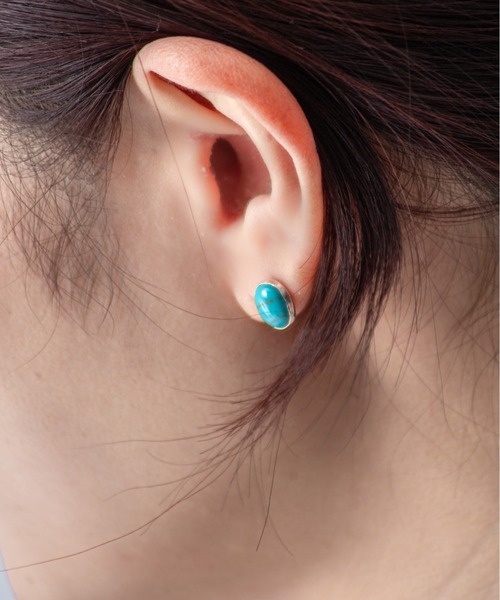 Harpo(アルポ)の「【HARPO】シルバーピアス ターコイズ 天然石(ピアス(両耳用)・レディース・ターコイズブルー/ブルー/ブラック・FREE)」の10枚目の写真