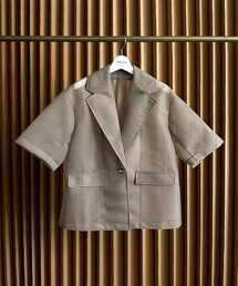 ELFRANK | 【2026SS】洗える シアー ハーフスリーブ テーラードジャケット ダンボール(テーラードジャケット)