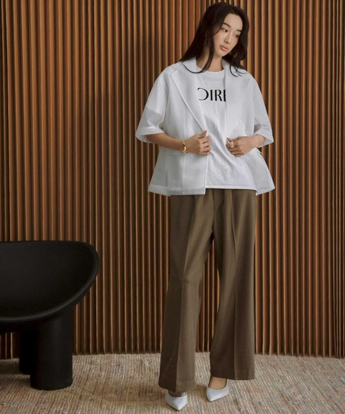 ELFRANK（エルフランク）の「【2026SS】洗える シアー ハーフスリーブ テーラードジャケット ダンボール（テーラードジャケット・レディース・ホワイト/ブラック/グレイッシュベージュ・M/L）」の5枚目の写真