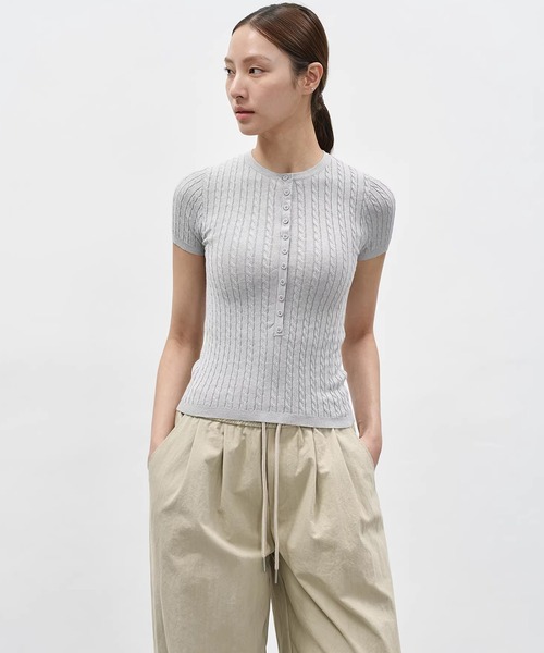 EIGHTHMONTH(エイスマンス)の「リブケーブルヘンリーネックニットトップス EM26s036【EIGHTHMONTH】(Tシャツ/カットソー・レディース・ネイビー/ライトグレー・S/M)」の10枚目の写真
