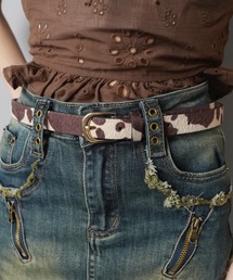 ハラコ風カウ柄ベルト/シンプル