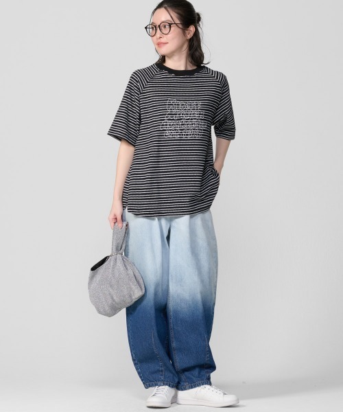 KRIFF MAYER Lady's Collection(クリフメイヤーレディースコレクション)の「ボーダー5分袖刺繍T(Tシャツ/カットソー・レディース・ブラック/オフホワイト/ベージュ/ホワイト系その他・LARGE/MEDIUM)」の22枚目の写真