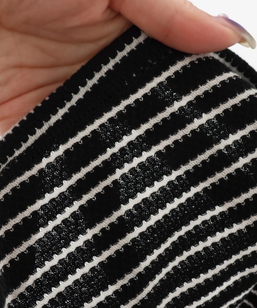 KRIFF MAYER Lady's Collection(クリフメイヤーレディースコレクション)の「ボーダー5分袖刺繍T(Tシャツ/カットソー・レディース・ブラック/オフホワイト/ベージュ/ホワイト系その他・LARGE/MEDIUM)」の12枚目の写真