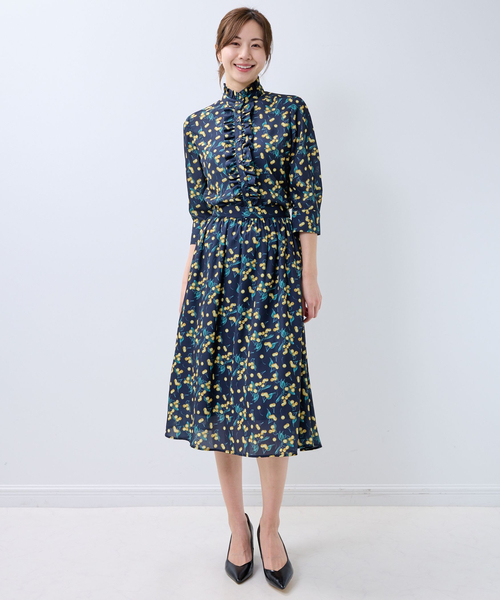 NARACAMICIE(ナラカミーチェ)の「【NARACAMICIE】チェリー柄フリル七分袖ブラウス(シャツ/ブラウス・レディース・ブルー/ネイビー・S/L/M)」の10枚目の写真