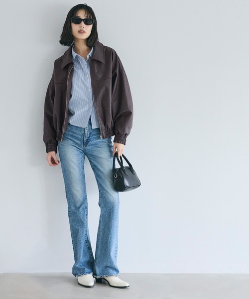 coca（coca）（コカ）の「フェイクレザージャケット（ノーカラージャケット・レディース・ブラック/ブラウン・M/L）」の3枚目の写真