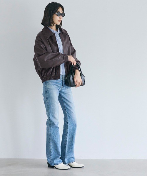 coca（coca）（コカ）の「フェイクレザージャケット（ノーカラージャケット・レディース・ブラック/ブラウン・M/L）」の6枚目の写真