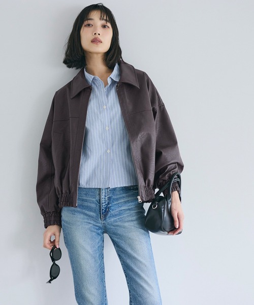 coca（coca）（コカ）の「フェイクレザージャケット（ノーカラージャケット・レディース・ブラック/ブラウン・M/L）」の7枚目の写真