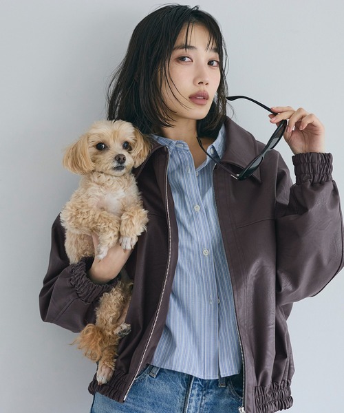 coca（coca）（コカ）の「フェイクレザージャケット（ノーカラージャケット・レディース・ブラック/ブラウン・M/L）」の8枚目の写真